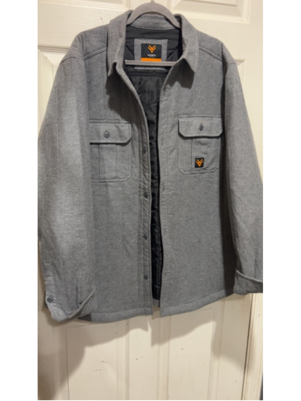 Men's HAWX Gray Lightweight Shirt Jacket L with Black Lining